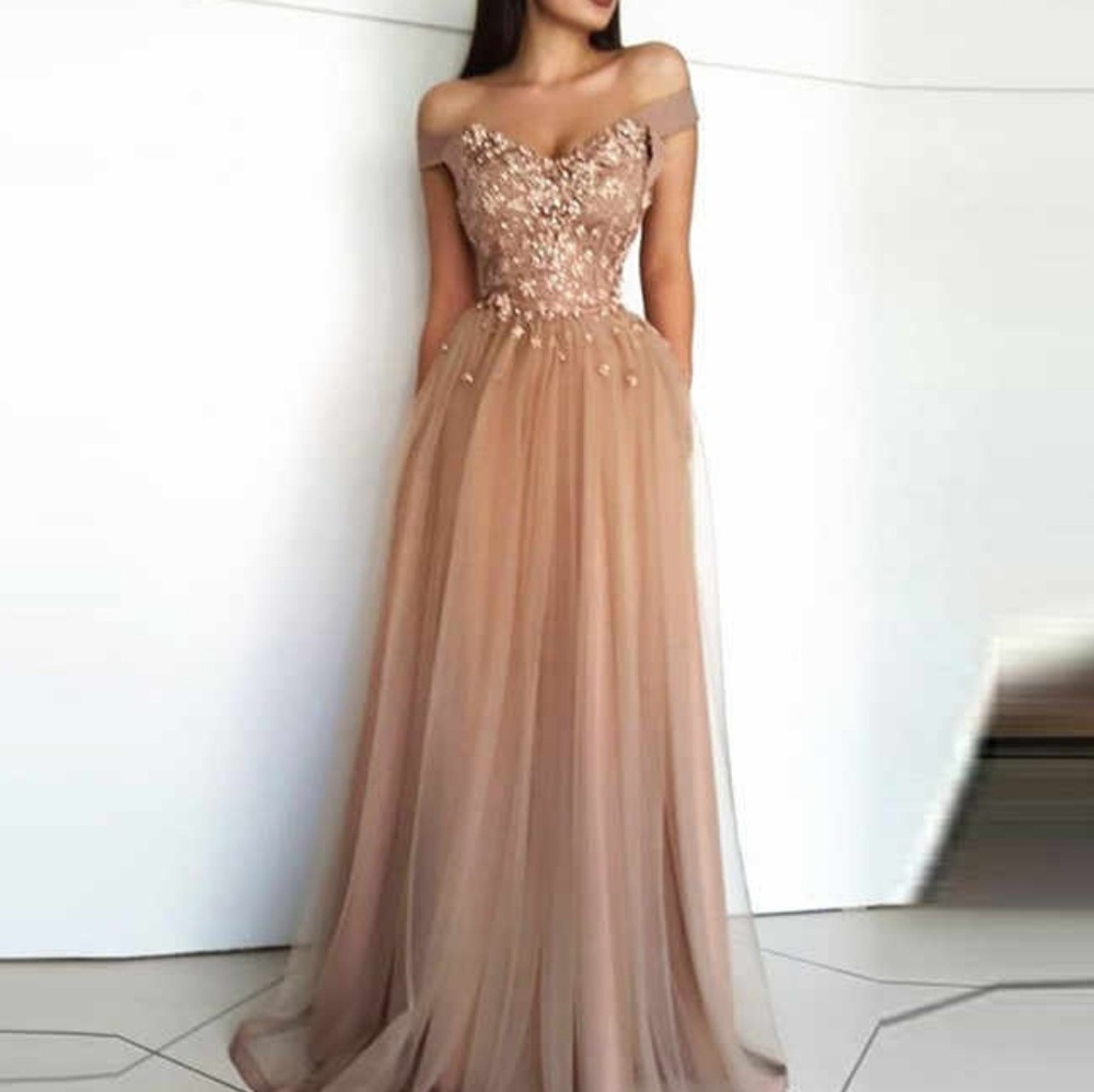 Gold Flower Gown Prom Dress